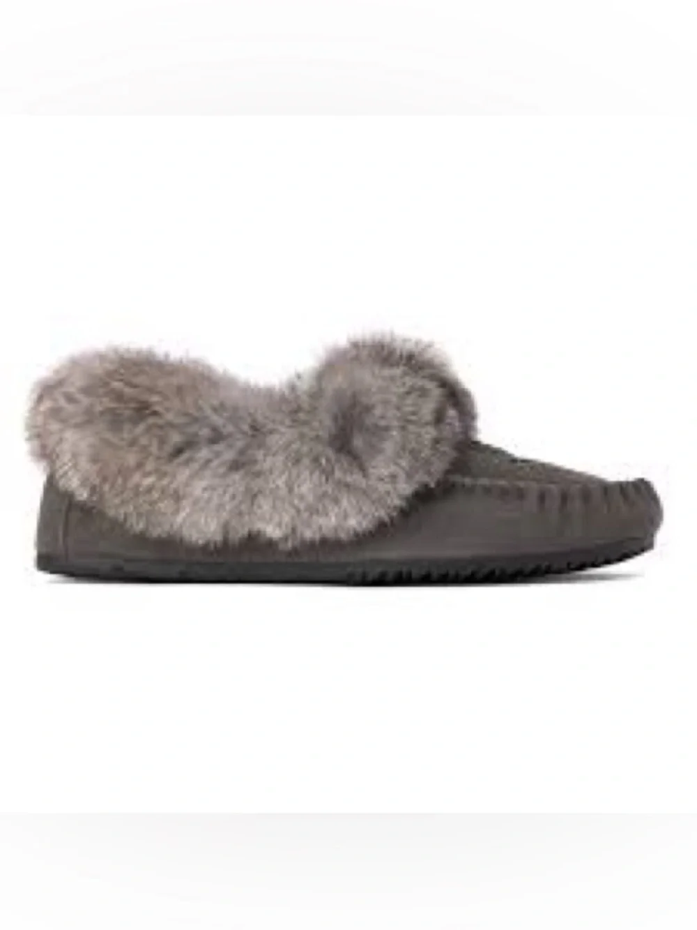 Manitobah Street Moc Charcoal Materials: Suede, Rabbit Fur | Sz 6